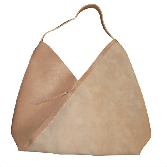 Ulta Beauty Blush Pink Asymmetrical Faux Leather Tote Shoulder Bag, Zip Pocket - Picture 1 of 11